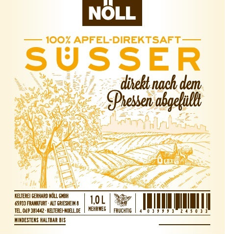 Nöll Apfelsaft Süsser aus Direktsaft Haltbar frisch von der Presse